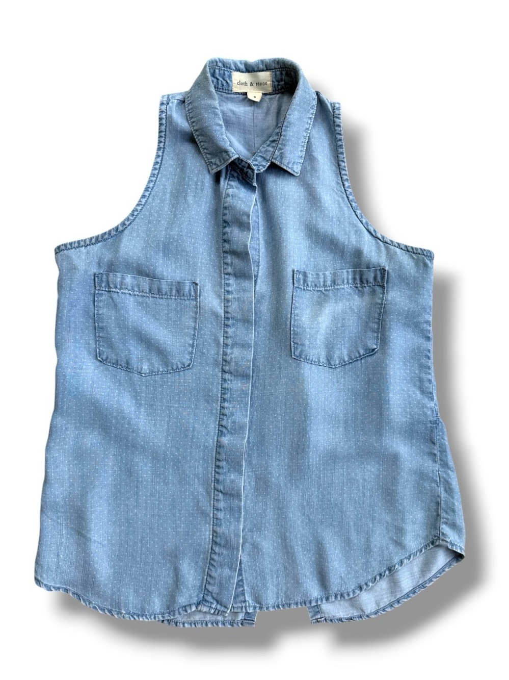 Anthropologie Cloth & Stone Light Blue Sleeveless Chambray Shirt Size Small